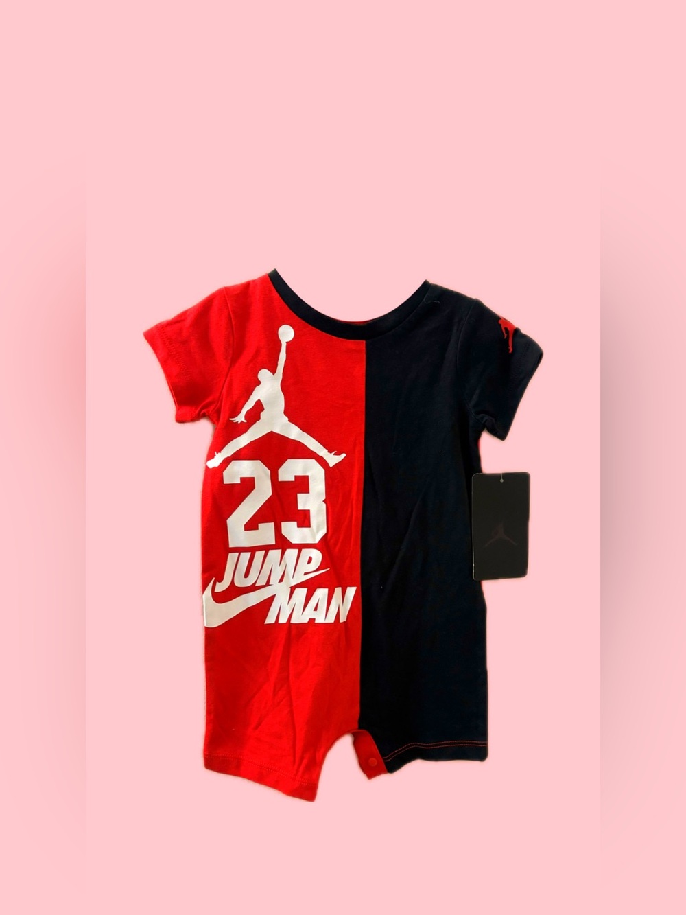 BNWT Jordan Red & Black Split Jumpman Short Sleeve Romper | 6M